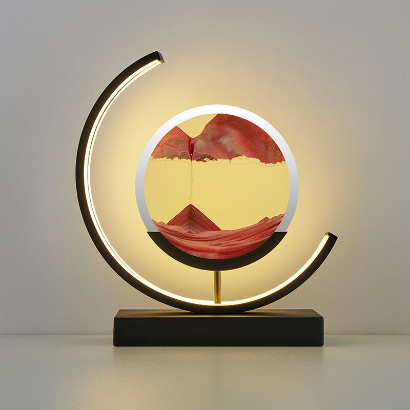Dynamische Tischlampe mit rotierender 3D-Sandkunst und Acrylhülle