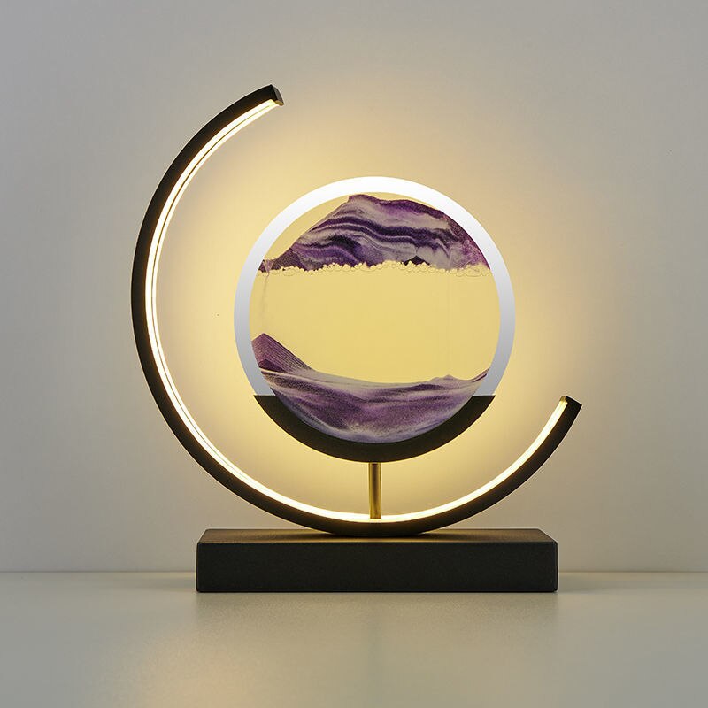 Dynamische Tischlampe mit rotierender 3D-Sandkunst und Acrylhülle