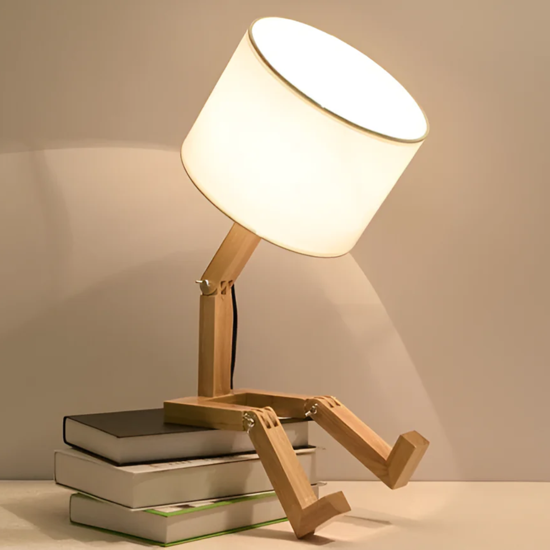 Verstellbare skandinavische Tischlampe aus Massivholz