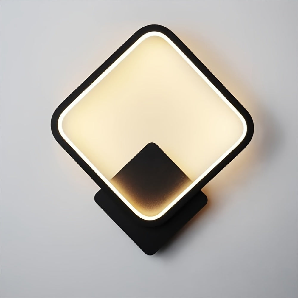 Minimalistische quadratische geometrische Wandleuchte aus Metall mit dimmbarem Acryldiffusor