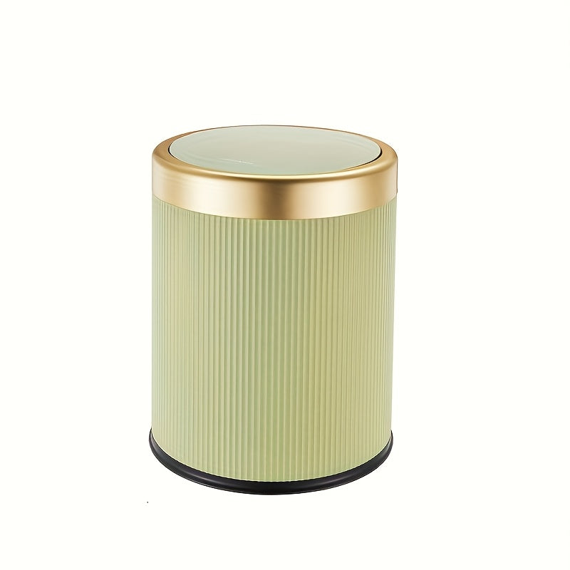 Eleganter ovaler, pulverbeschichteter Abfalleimer mit Druckdeckel und zwei Inneneimern