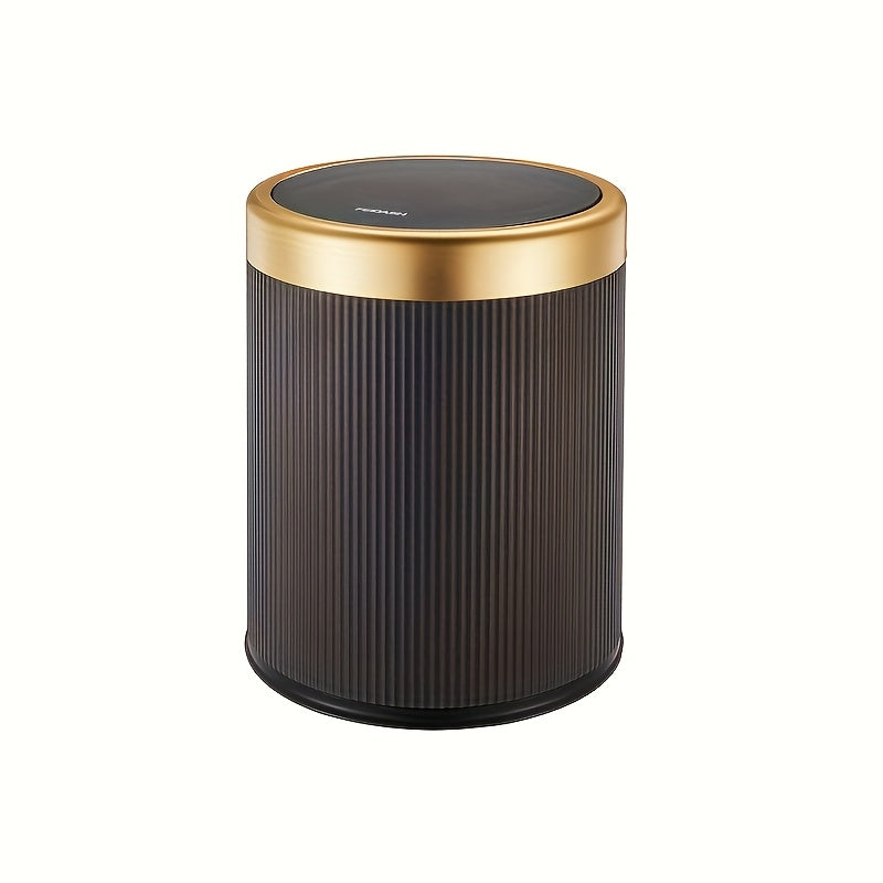 Eleganter ovaler, pulverbeschichteter Abfalleimer mit Druckdeckel und zwei Inneneimern