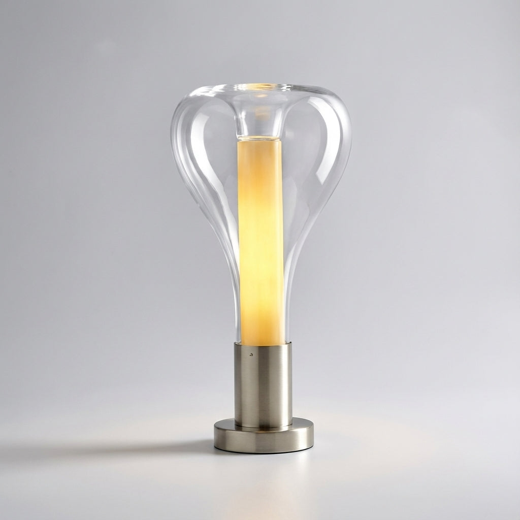 Tischlampe aus mundgeblasenem Glas mit fließender Flüssigkeitsbewegung