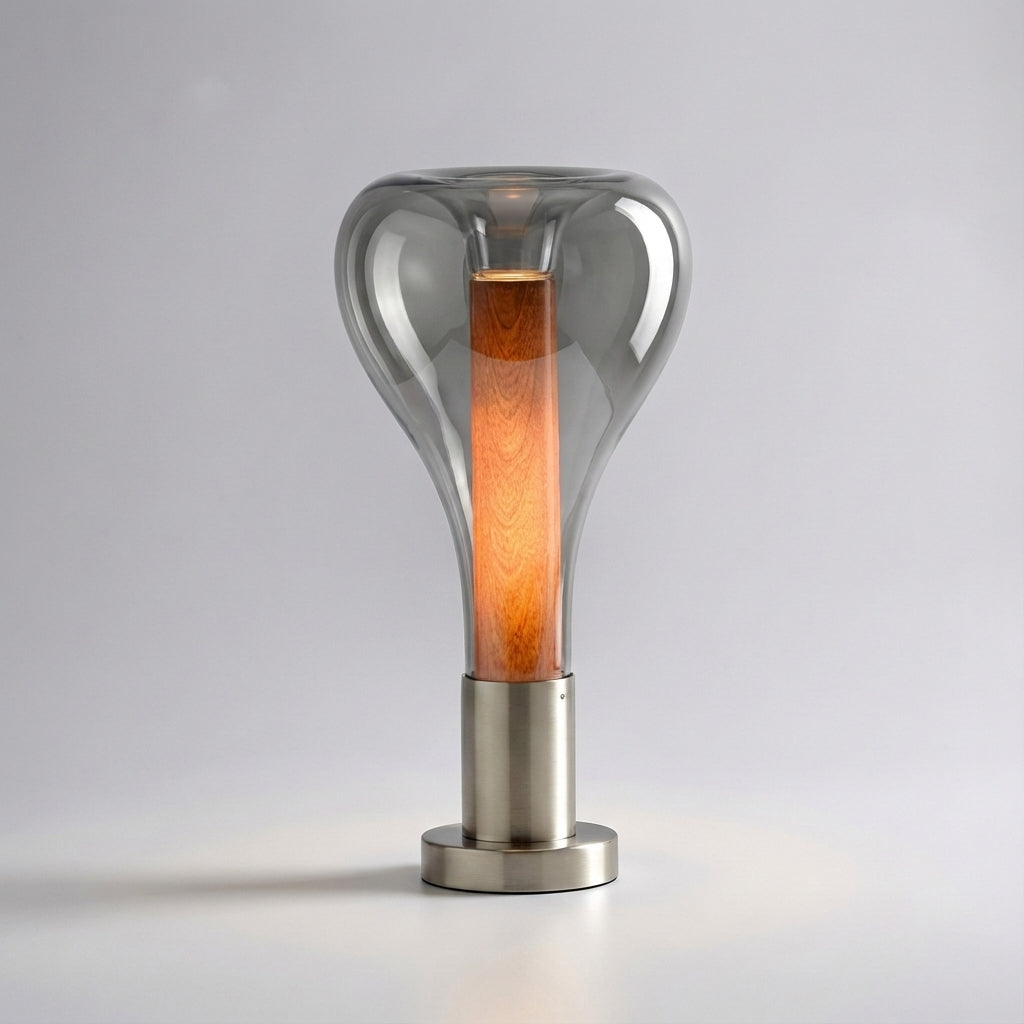 Tischlampe aus mundgeblasenem Glas mit fließender Flüssigkeitsbewegung