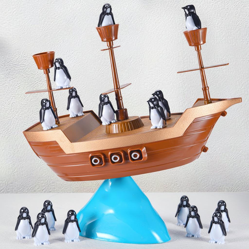 Wackeliges Piratenschiff-Pinguin-Stapel- und Gleichgewichtsspielzeug