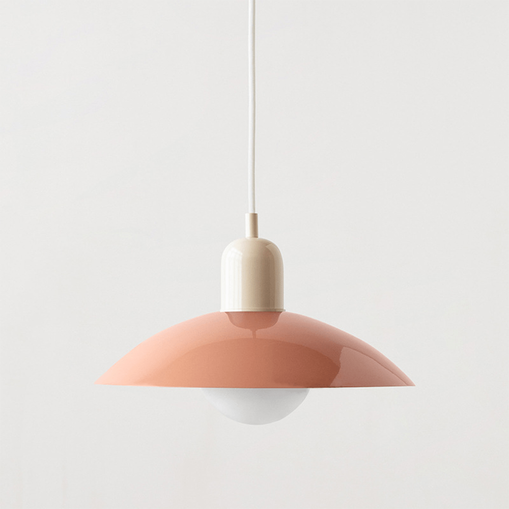 Geometrische Bauhaus-Pendelleuchte mit emaillierter Eisenkuppel, verstellbar