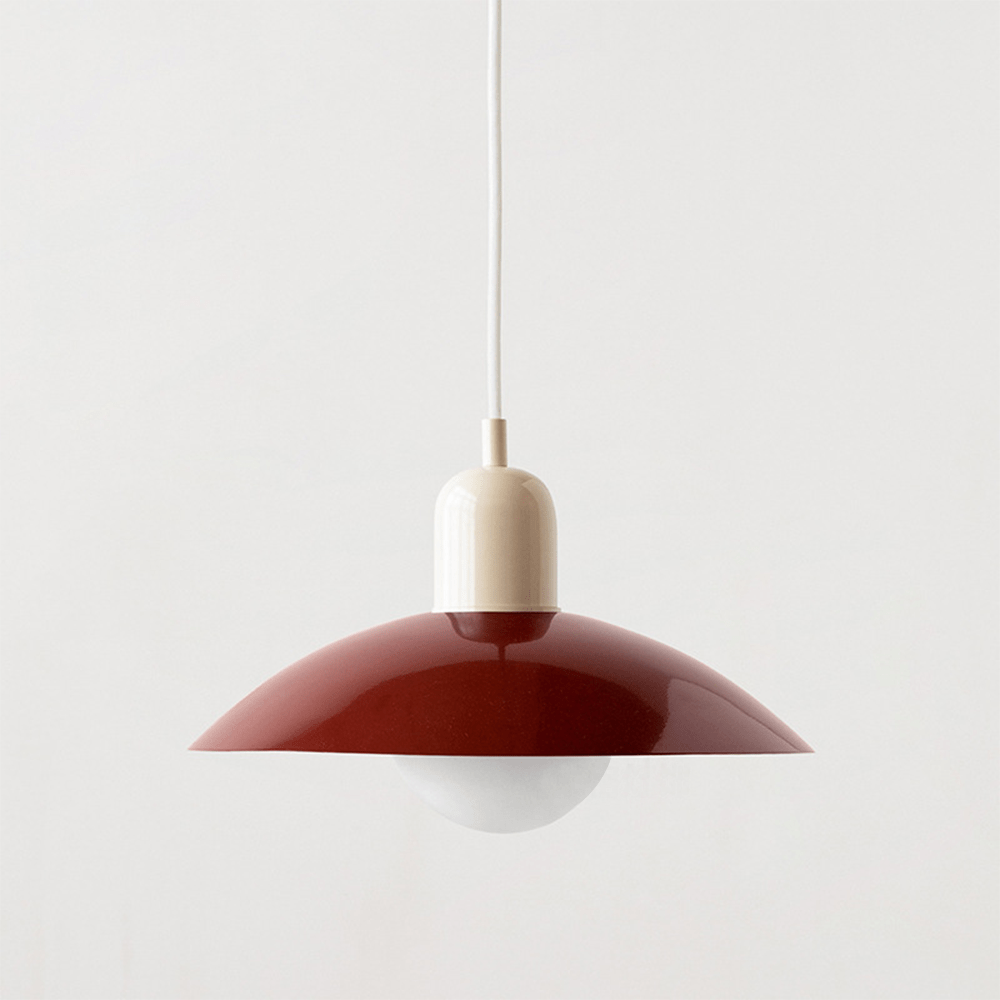 Geometrische Bauhaus-Pendelleuchte mit emaillierter Eisenkuppel, verstellbar
