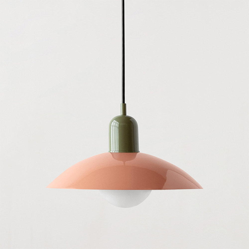 Geometrische Bauhaus-Pendelleuchte mit emaillierter Eisenkuppel, verstellbar