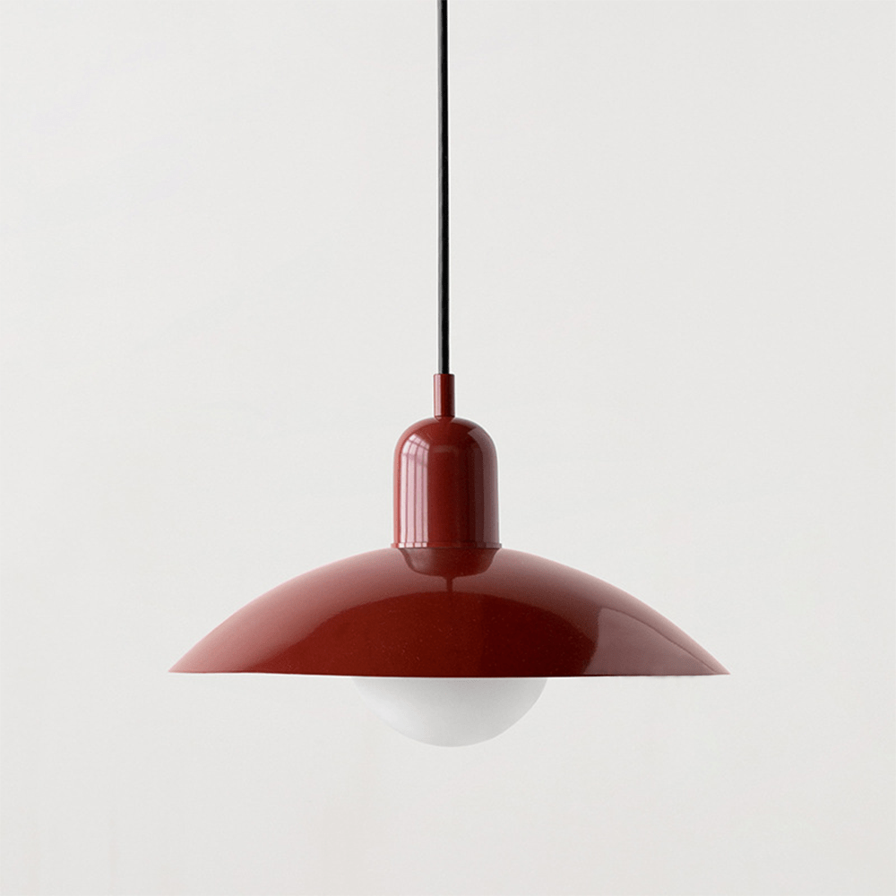 Geometrische Bauhaus-Pendelleuchte mit emaillierter Eisenkuppel, verstellbar