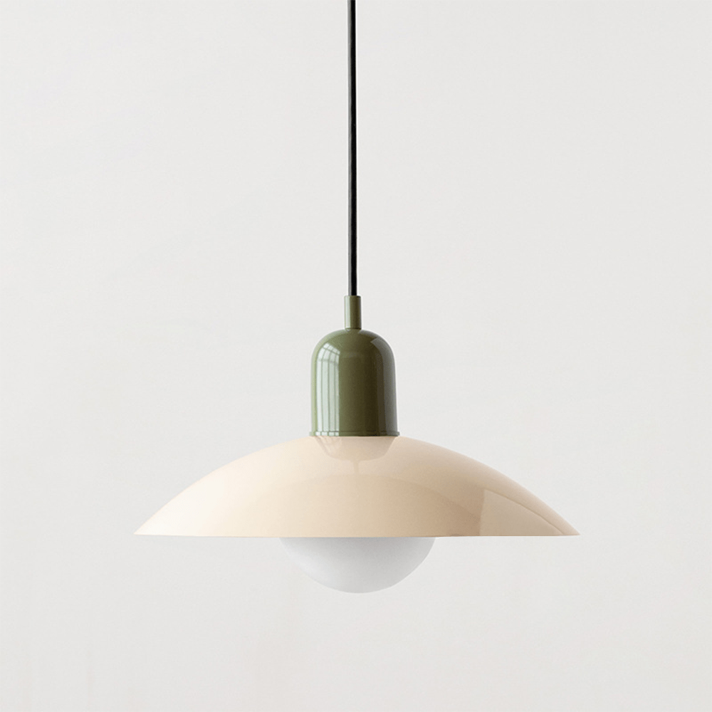 Geometrische Bauhaus-Pendelleuchte mit emaillierter Eisenkuppel, verstellbar