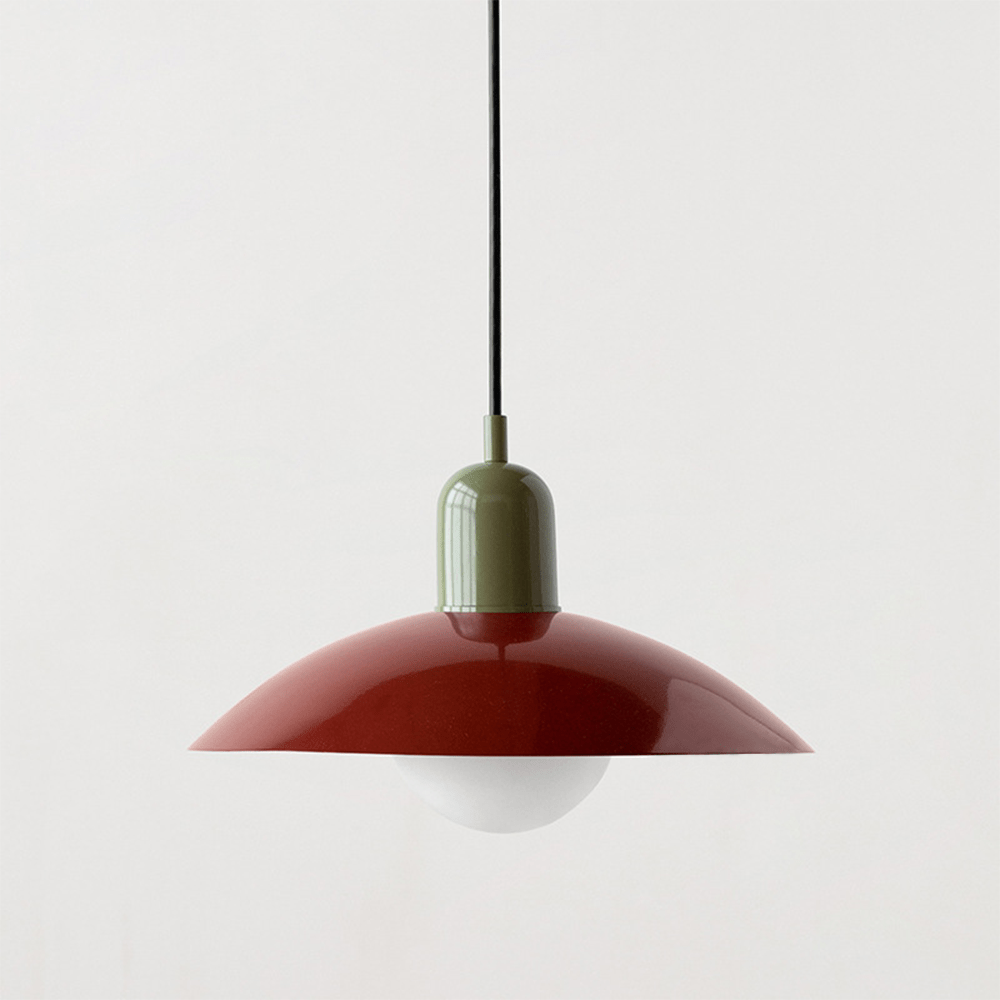 Geometrische Bauhaus-Pendelleuchte mit emaillierter Eisenkuppel, verstellbar