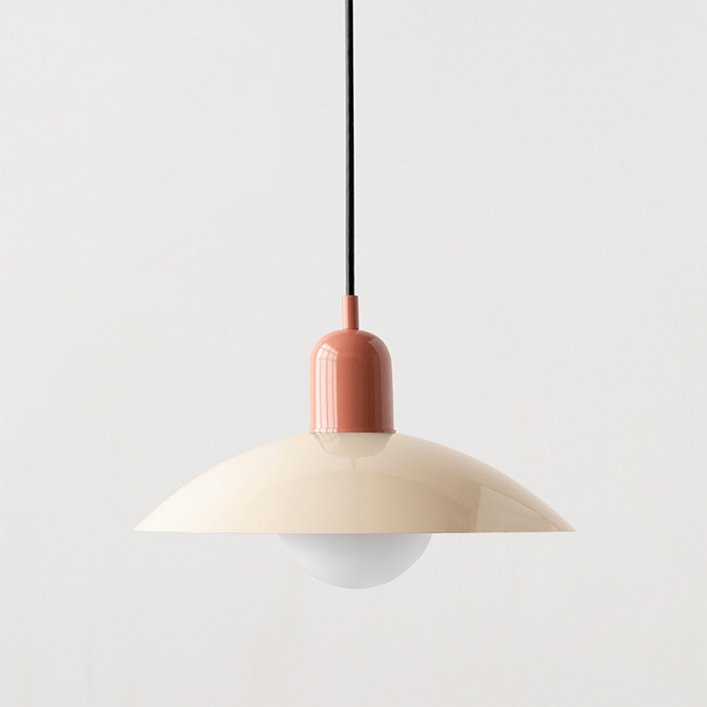 Geometrische Bauhaus-Pendelleuchte mit emaillierter Eisenkuppel, verstellbar