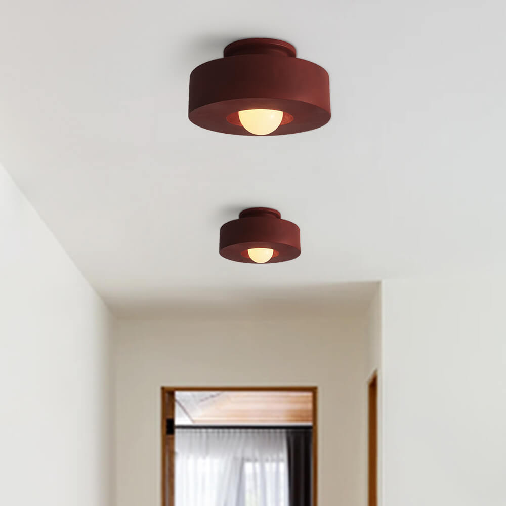 Nordische zylindrische dimmbare Deckenleuchte im Wabi-Sabi-Stil mit matter Keramikoptik