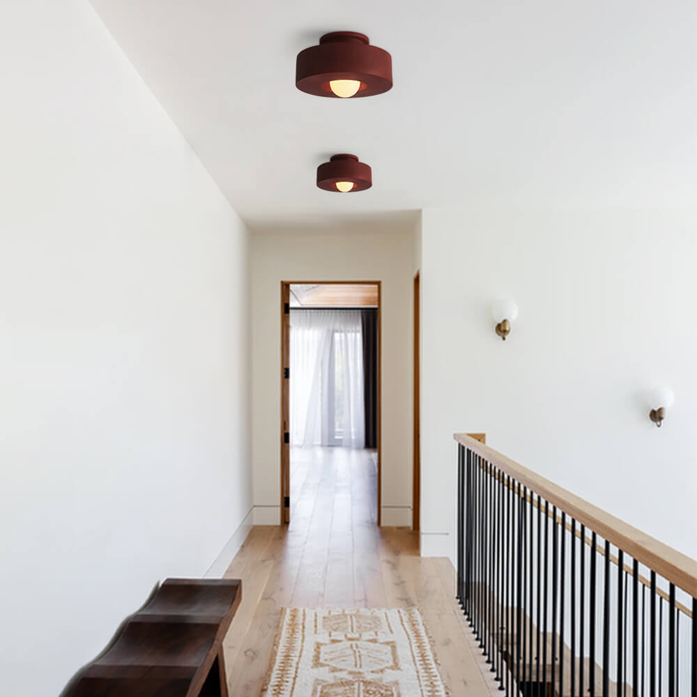 Nordische zylindrische dimmbare Deckenleuchte im Wabi-Sabi-Stil mit matter Keramikoptik