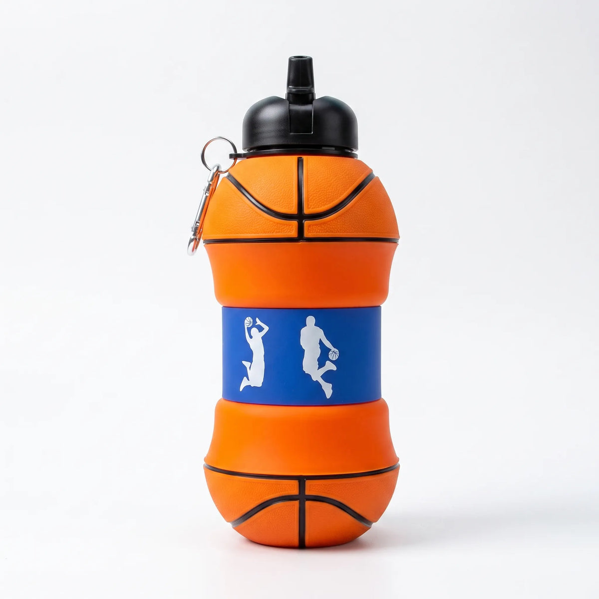 Zusammenklappbare teleskopische Silikon-Sportflasche mit Karabinerhaken