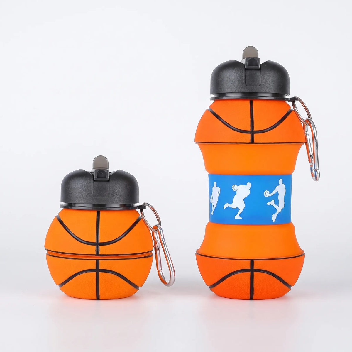 Zusammenklappbare teleskopische Silikon-Sportflasche mit Karabinerhaken