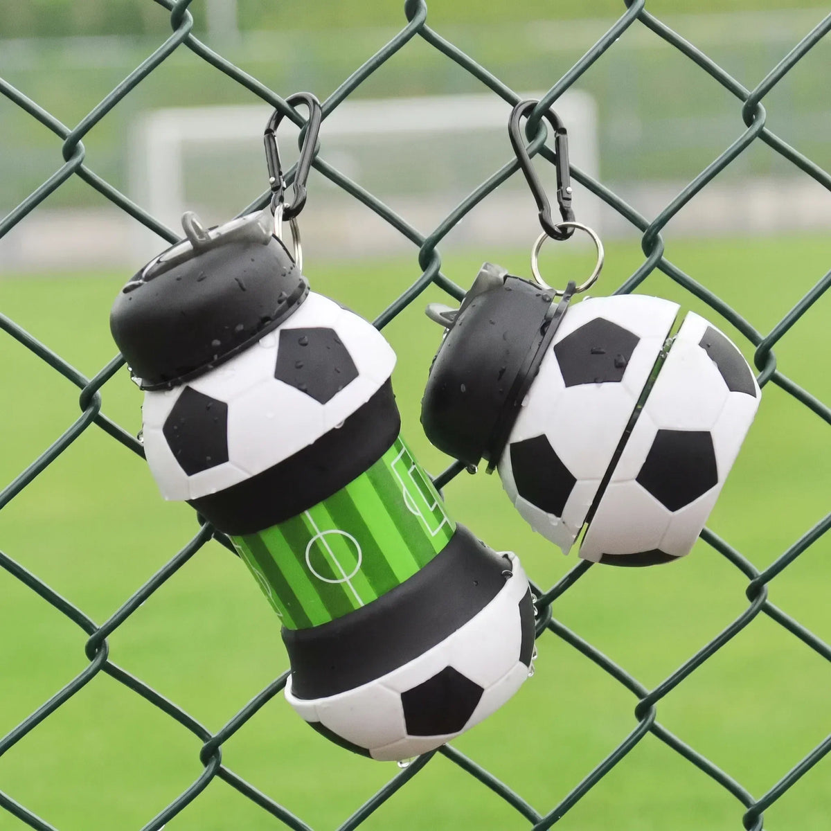 Zusammenklappbare teleskopische Silikon-Sportflasche mit Karabinerhaken