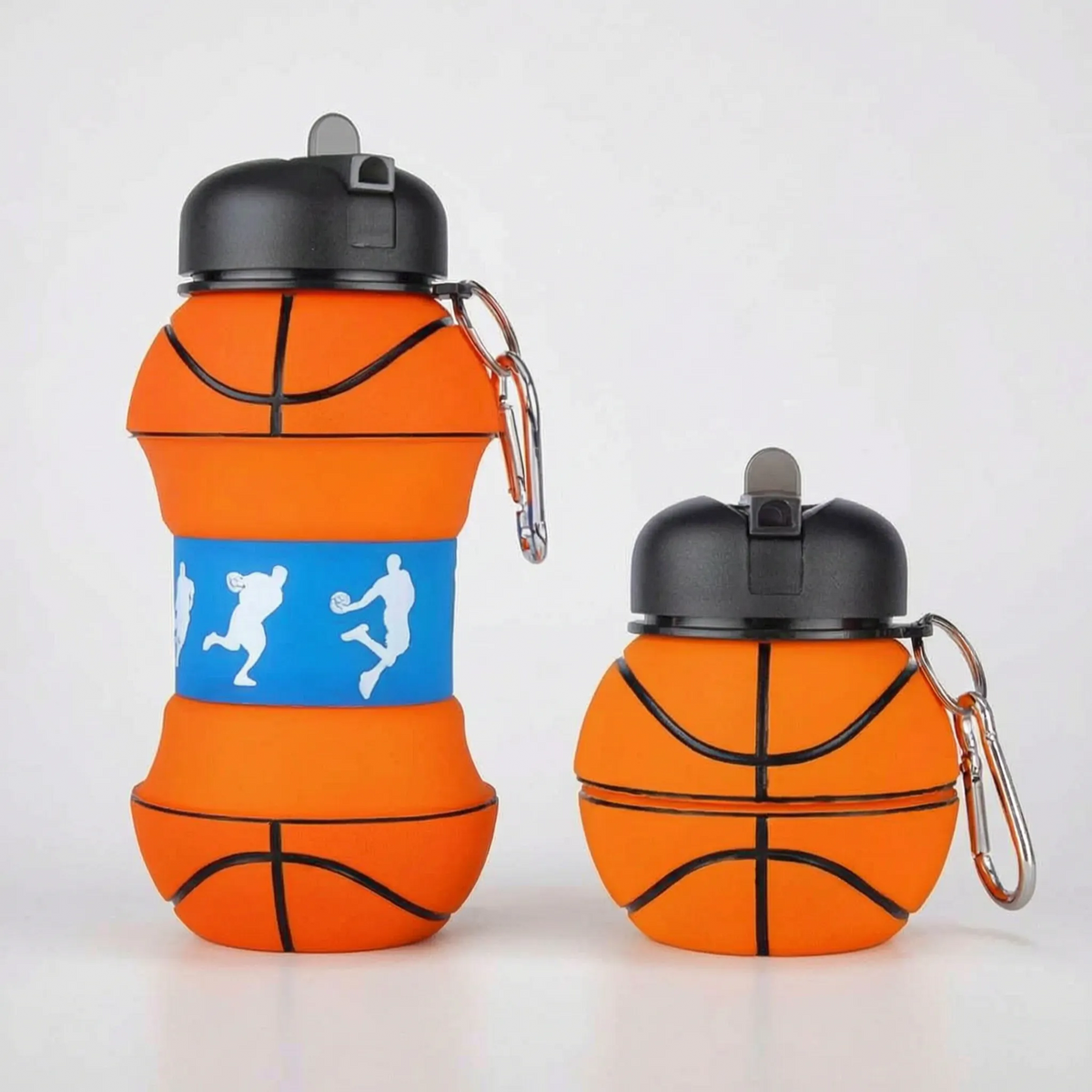 Zusammenklappbare teleskopische Silikon-Sportflasche mit Karabinerhaken