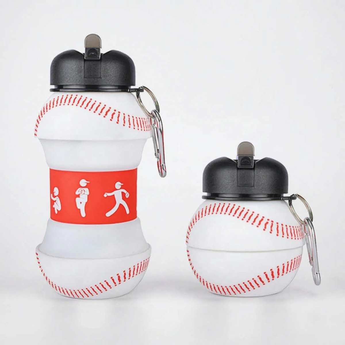 Zusammenklappbare teleskopische Silikon-Sportflasche mit Karabinerhaken