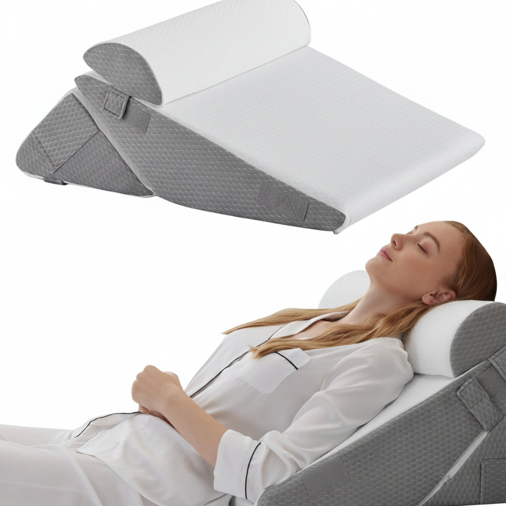 Konturiertes, ergonomisches Keilkissen aus Memory-Schaumstoff mit verstellbarer Liegeposition