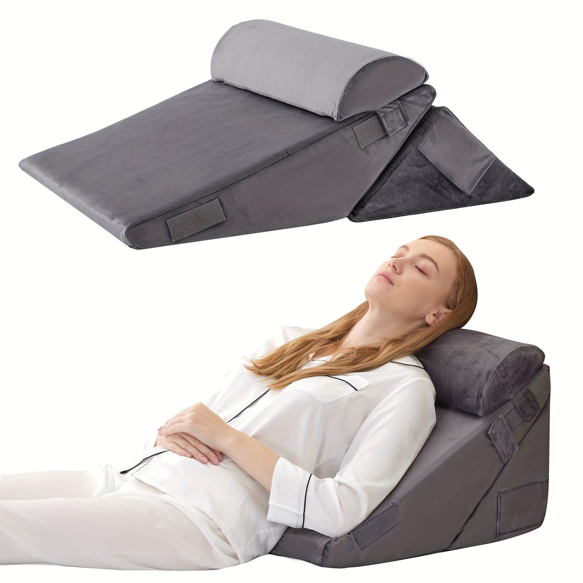 Konturiertes, ergonomisches Keilkissen aus Memory-Schaumstoff mit verstellbarer Liegeposition