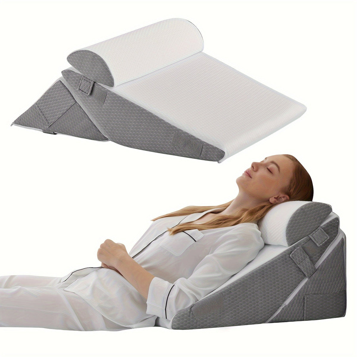 Konturiertes, ergonomisches Keilkissen aus Memory-Schaumstoff mit verstellbarer Liegeposition
