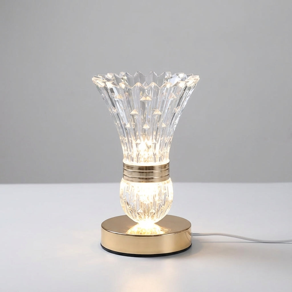 Facettierte kompakte wiederaufladbare Tischlampe mit Kristalloptik und Farbwechsel