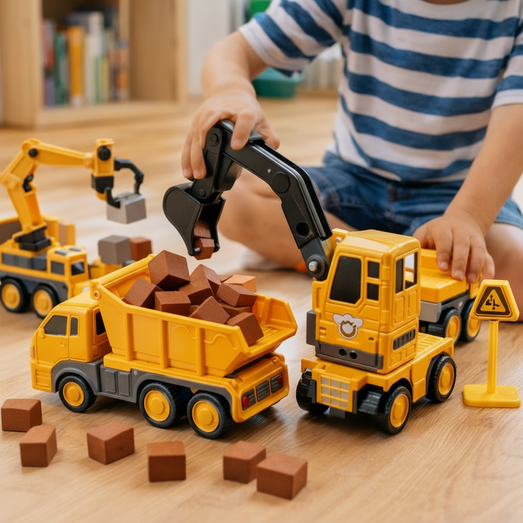 Modulares magnetisches Bauspielzeug-Set mit zusammensteckbaren Fahrzeug-Bausteinen