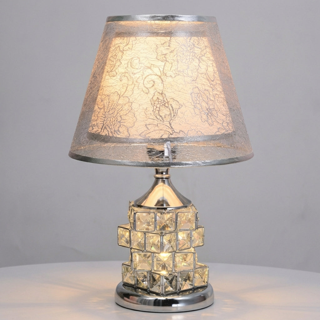 Tischlampe mit geschichtetem Kristallakzent, zwei Lichtzonen und einstellbarem Leuchten