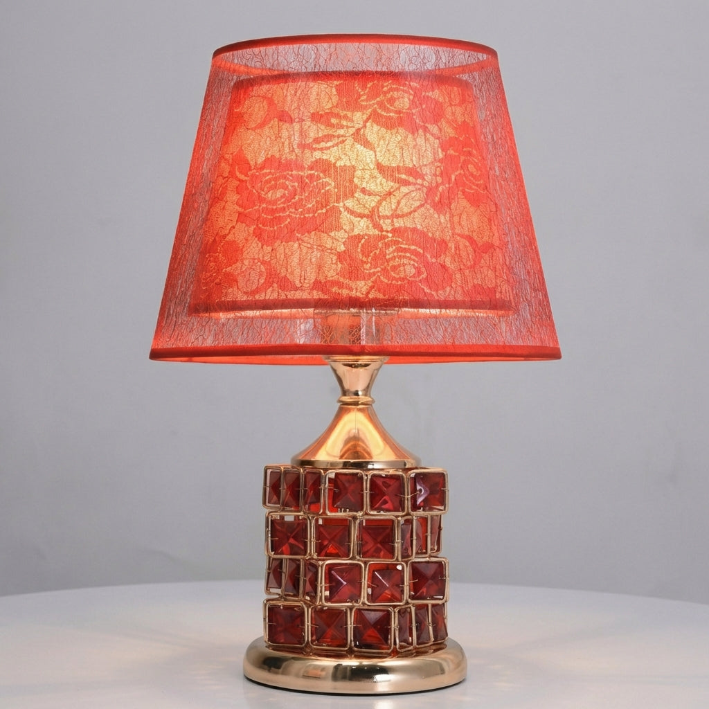 Tischlampe mit geschichtetem Kristallakzent, zwei Lichtzonen und einstellbarem Leuchten
