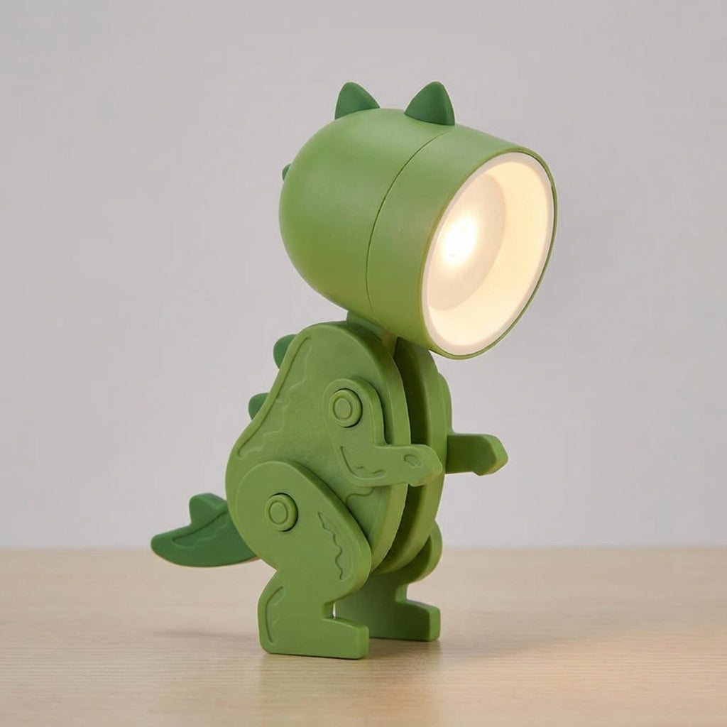 Zusammenklappbare kompakte tragbare Tischlampe mit Dinosaurierfigur und clipfreundlichem Design