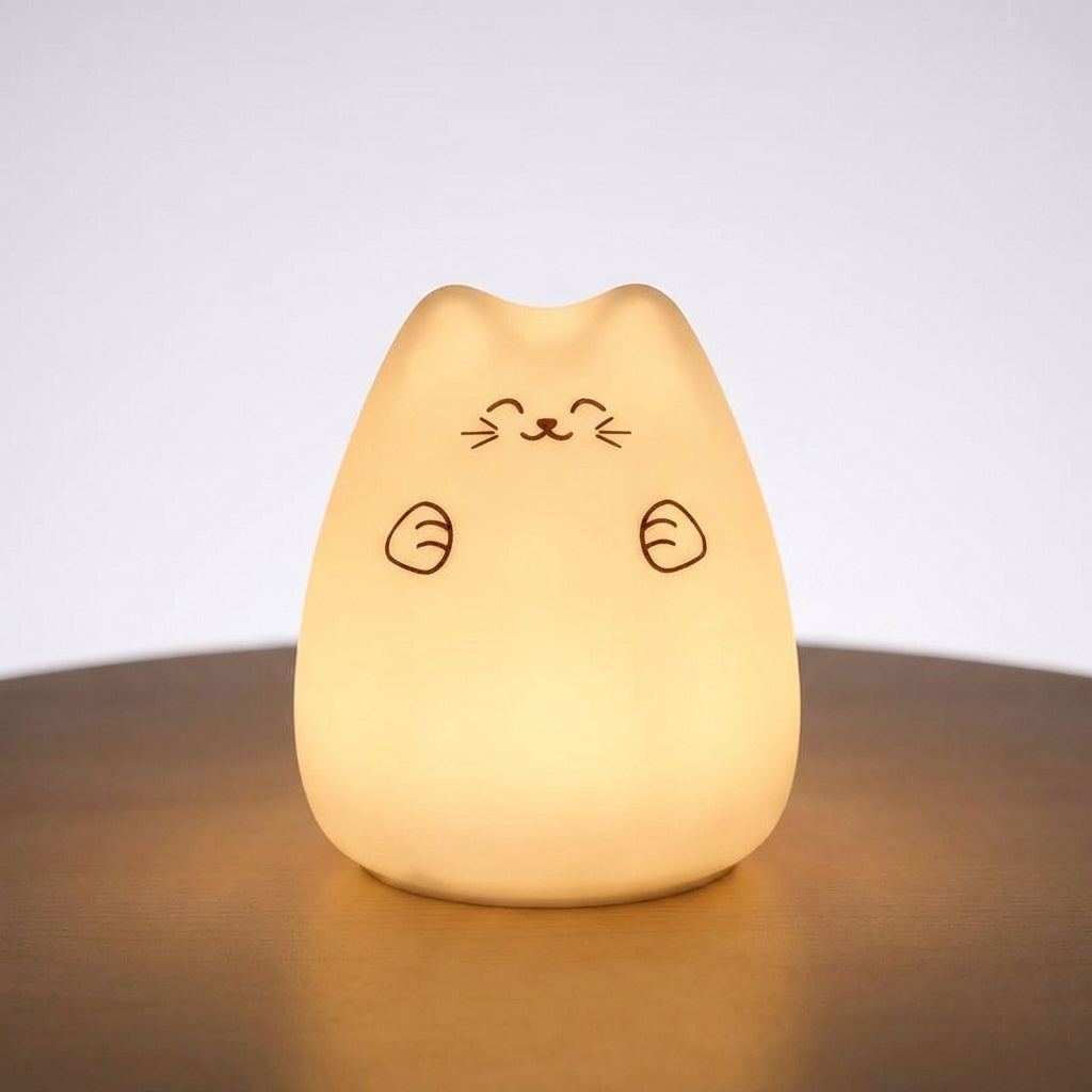 Katzenförmige Tischlampe aus weichem Silikon mit Akku, Touch-Steuerung und Nachtlichtfunktion