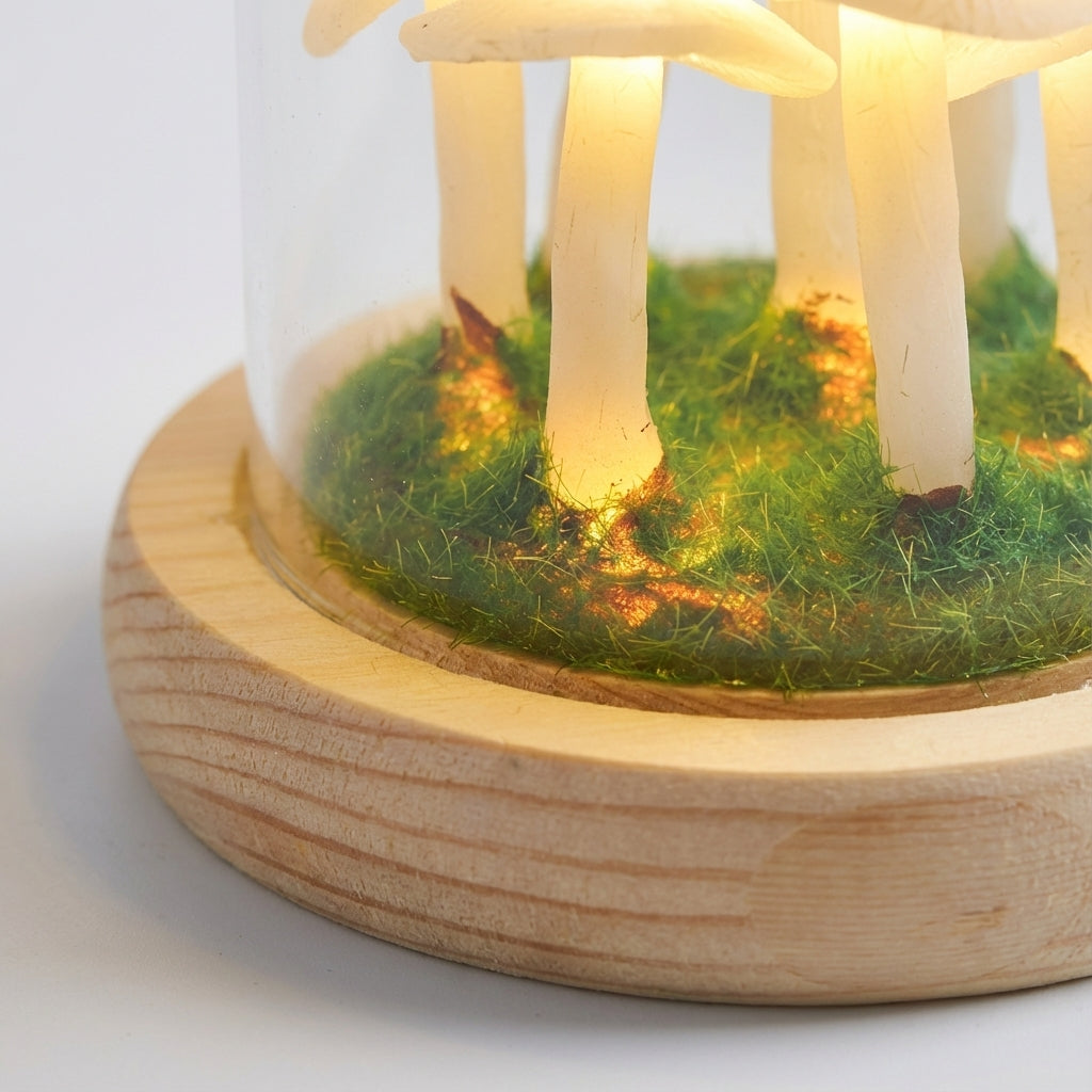 Individuell gestaltbare batteriebetriebene DIY-Tischlampe mit Pilzgruppe
