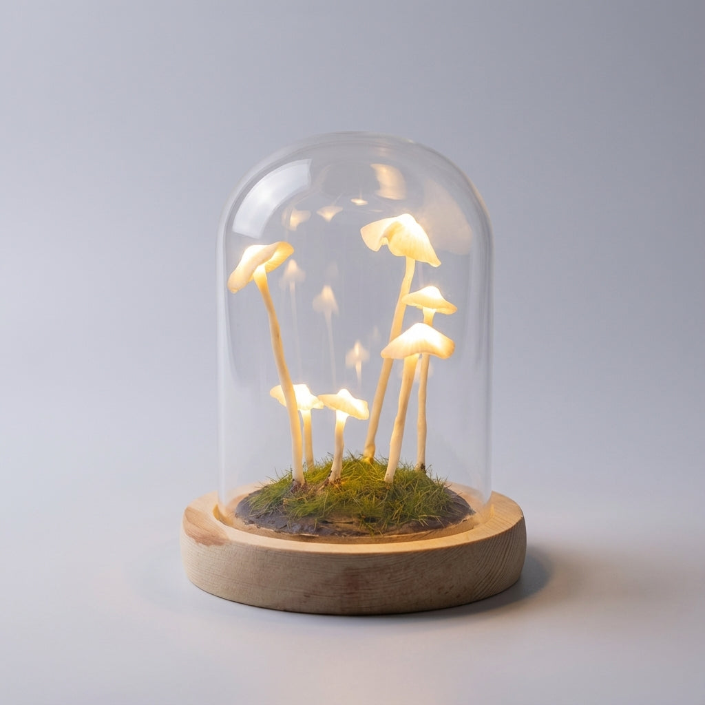 Individuell gestaltbare batteriebetriebene DIY-Tischlampe mit Pilzgruppe