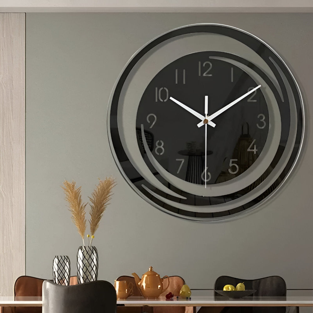 Mehrschichtige runde minimalistische skandinavische Wanduhr aus Acryl mit leisem Uhrwerk