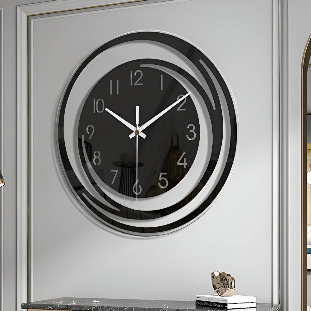 Mehrschichtige runde minimalistische skandinavische Wanduhr aus Acryl mit leisem Uhrwerk