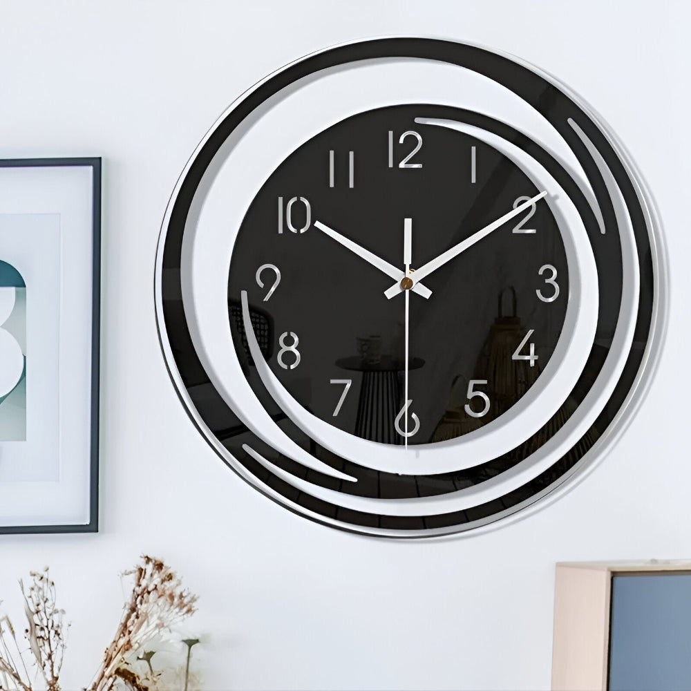 Mehrschichtige runde minimalistische skandinavische Wanduhr aus Acryl mit leisem Uhrwerk