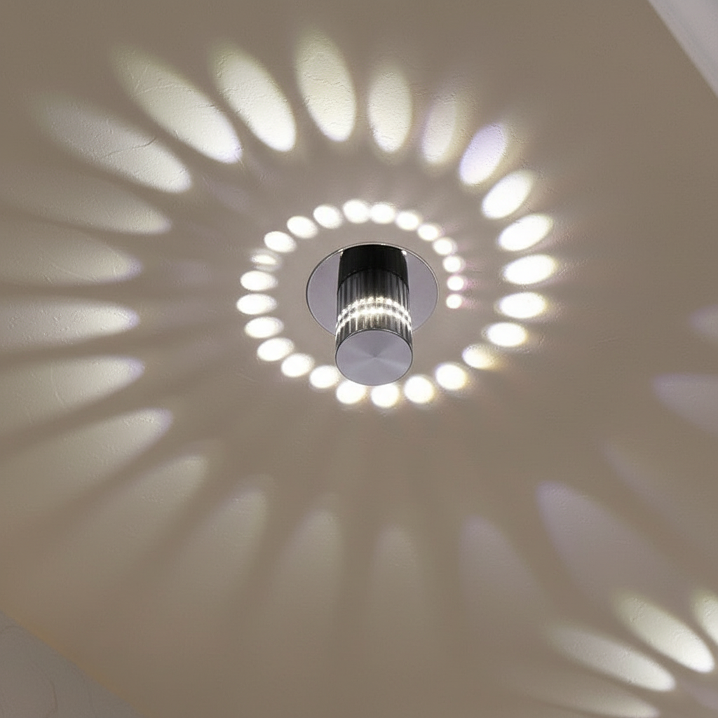 Decken- und Wandleuchte aus Aluminium mit spiralförmigem Lichtmuster