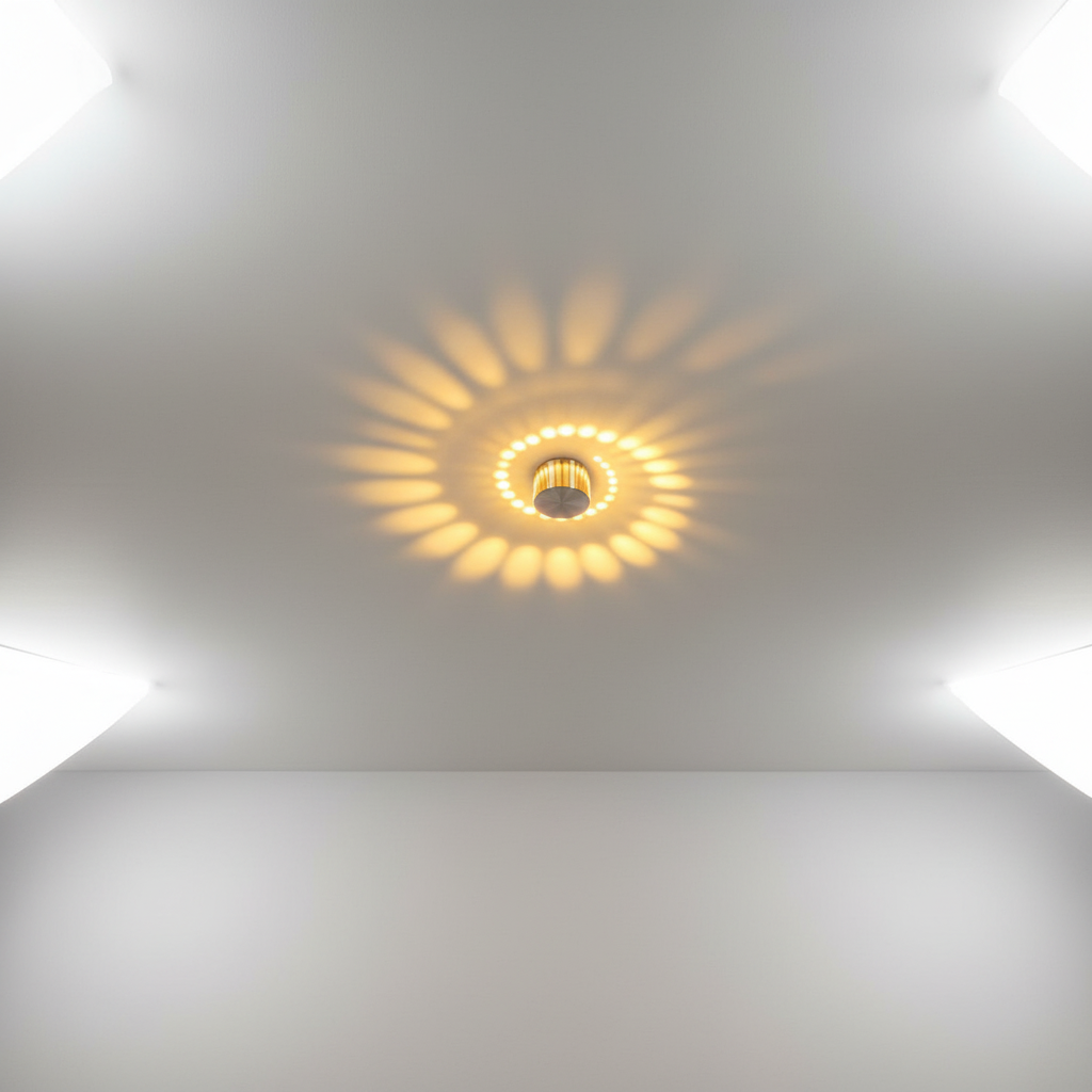 Decken- und Wandleuchte aus Aluminium mit spiralförmigem Lichtmuster