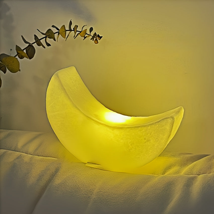 Tischlampe mit Art-déco-Mondsichel-Silhouette, kabellosem Design und mattem Lampenschirm