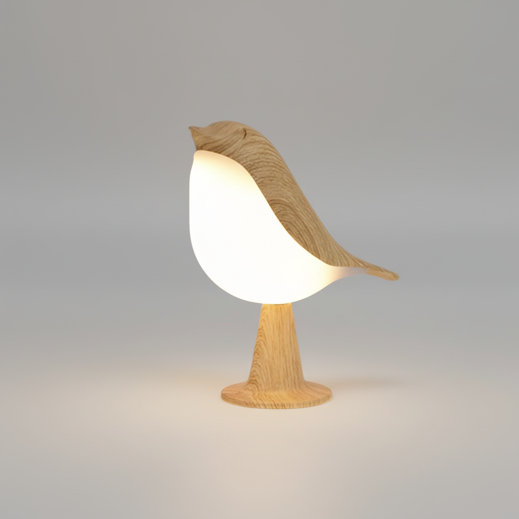 Skulpturale aufladbare dimmbare Tischlampe in Vogelform mit Touch-Steuerung
