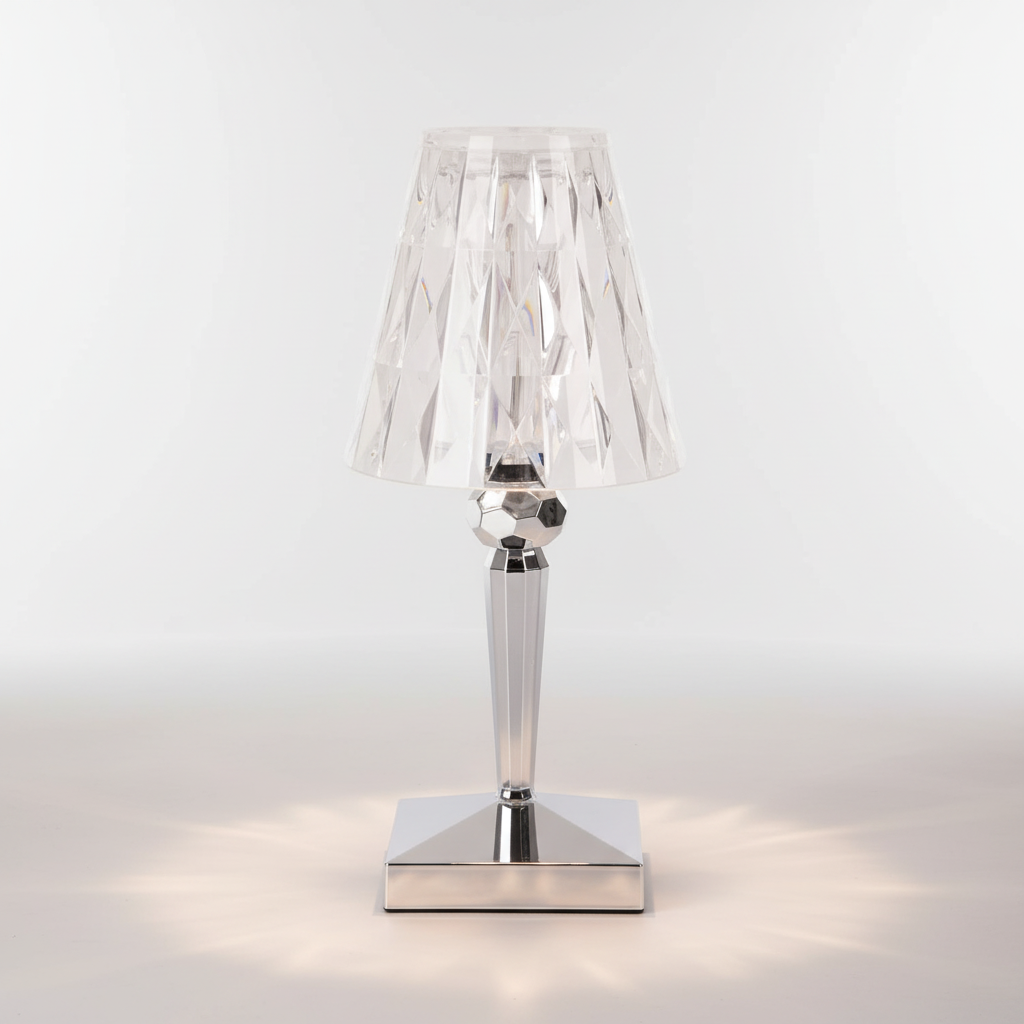 Dekorative Tischlampe mit funkelndem Kristalleffekt und warmem Licht