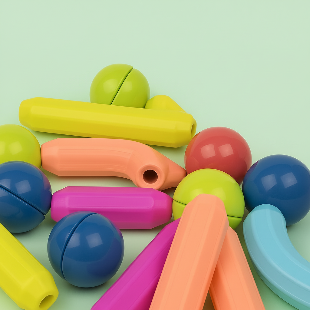 Zusammensteckbare geometrische magnetische Bausteine als pädagogisches STEM-Konstruktionsspielzeug