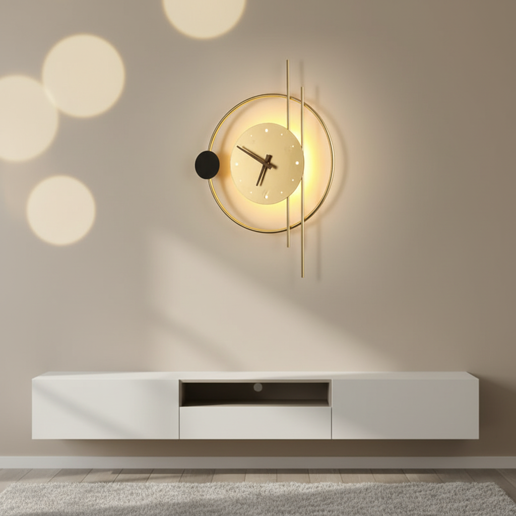 Metall-Acryl-Wanduhr mit warmweißer Wandleuchte
