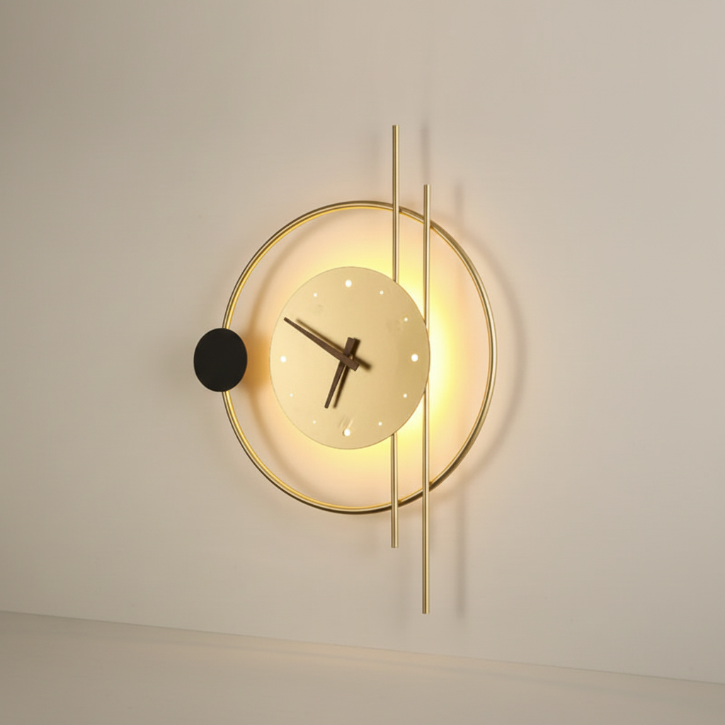 Metall-Acryl-Wanduhr mit warmweißer Wandleuchte