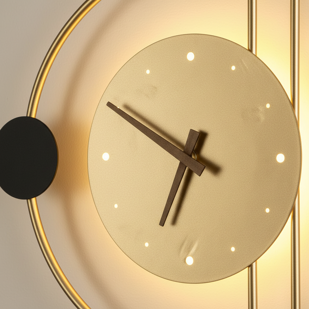 Metall-Acryl-Wanduhr mit warmweißer Wandleuchte