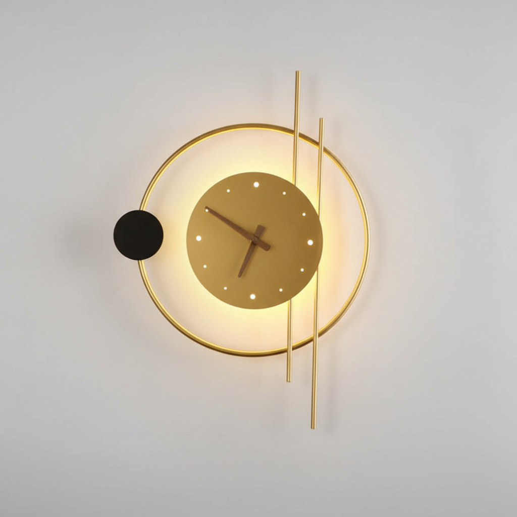 Metall-Acryl-Wanduhr mit warmweißer Wandleuchte