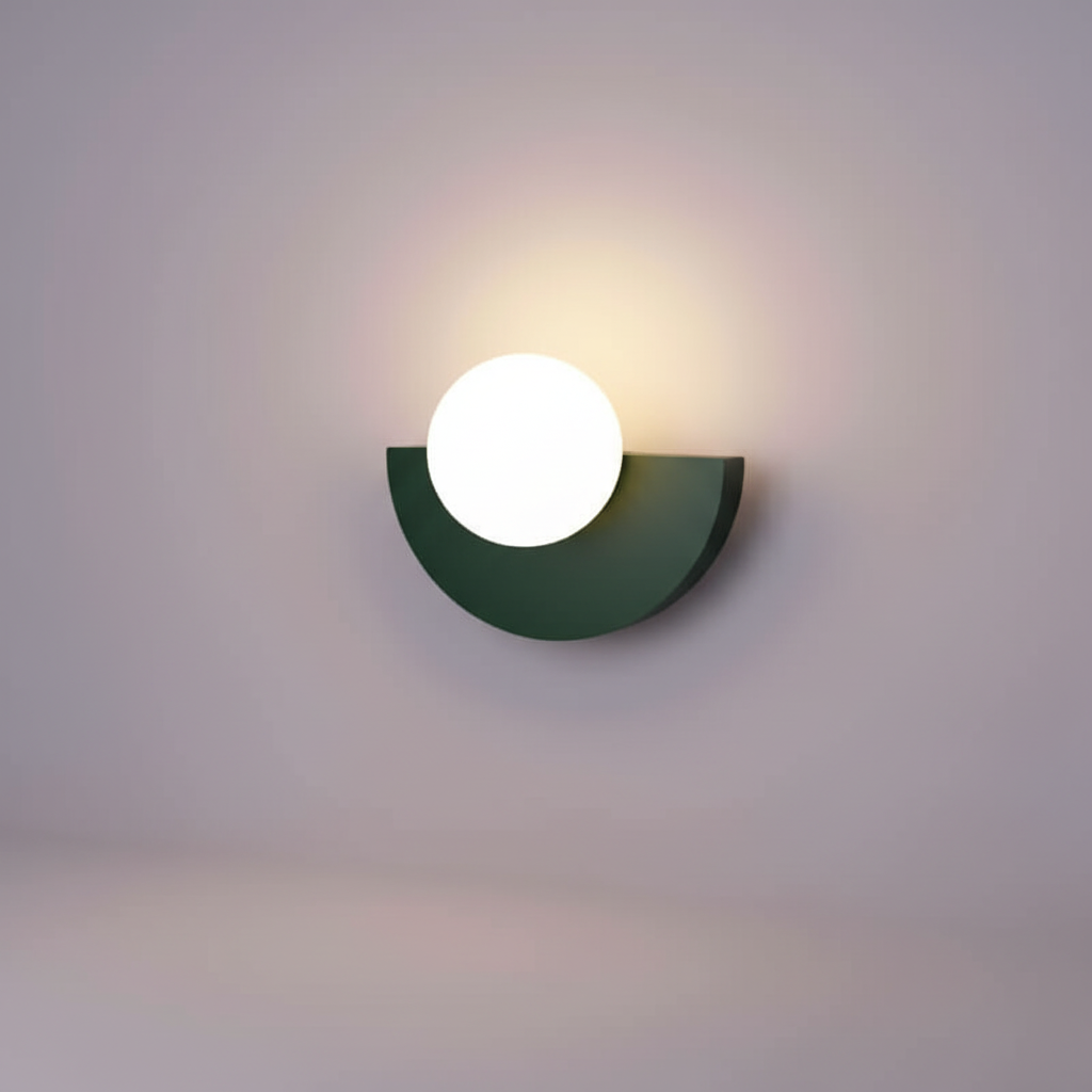 Minimalistische Wandleuchte mit halbmondförmigem Metallgehäuse und stimmungsvollem Licht