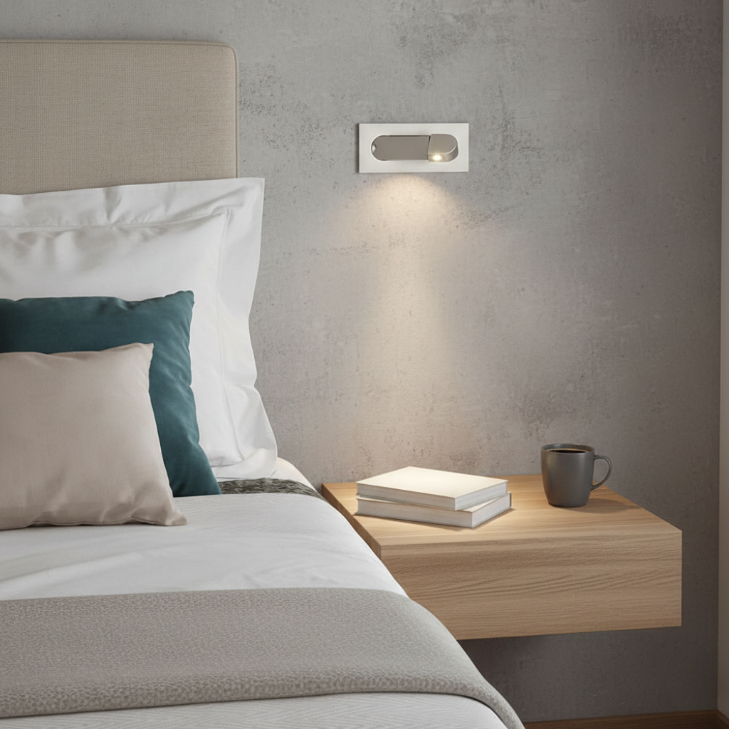 Minimalistische, klappbare Wandleuchte aus Aluminium mit verstellbarem Arm zum Lesen