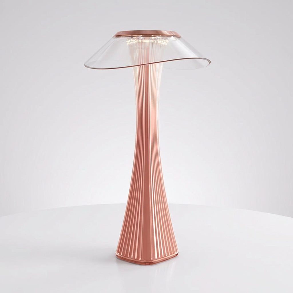 Skulpturale, kabellose, wiederaufladbare Tischlampe mit Silhouette und stimmungsvollem Licht